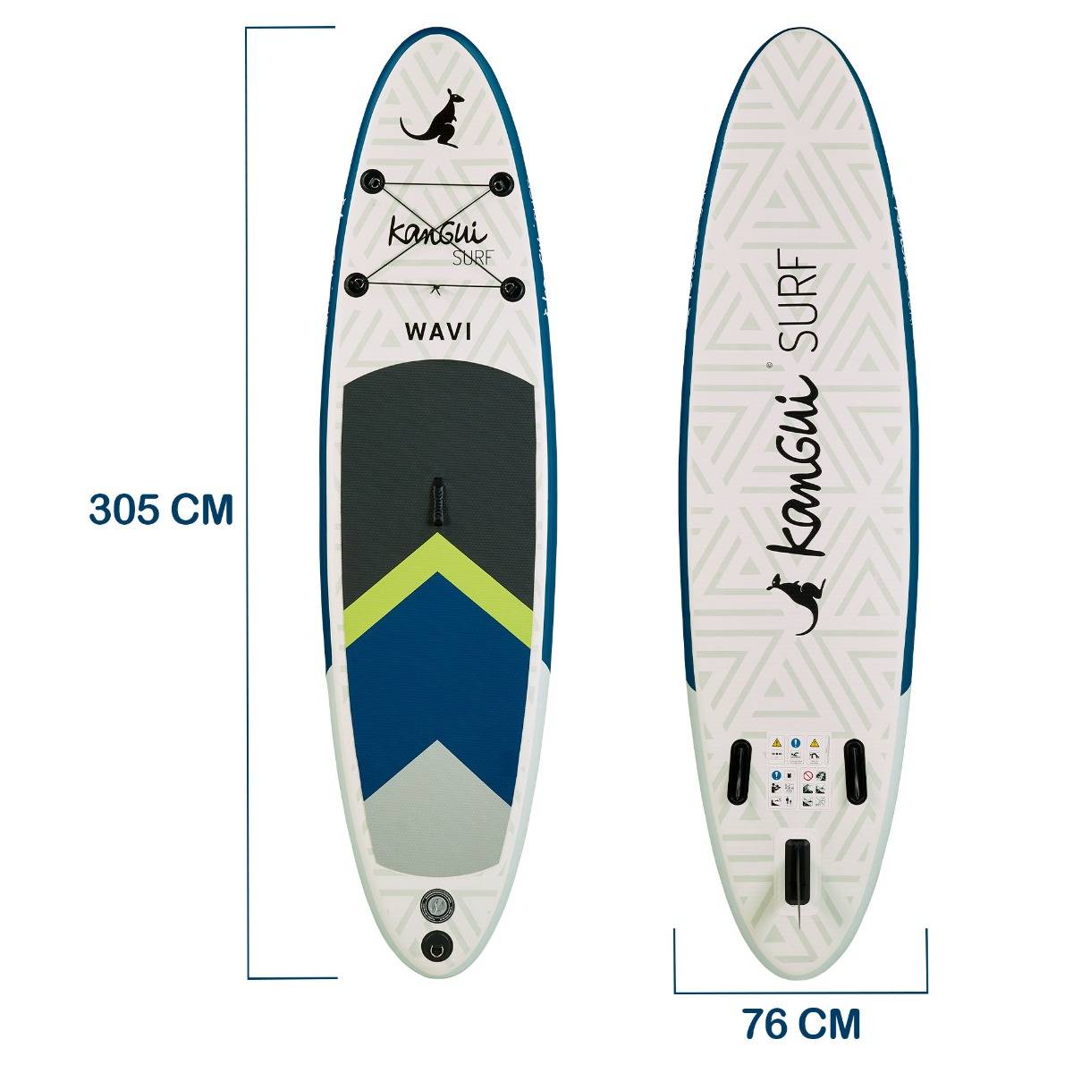 Kangui - KANGUI Stand Up Paddle Gonflable 305 cm (10') - SUP avec pagaie réglable, sac à dos, pompe haute pression, leash et kit de réparation - WAVI - Image 2