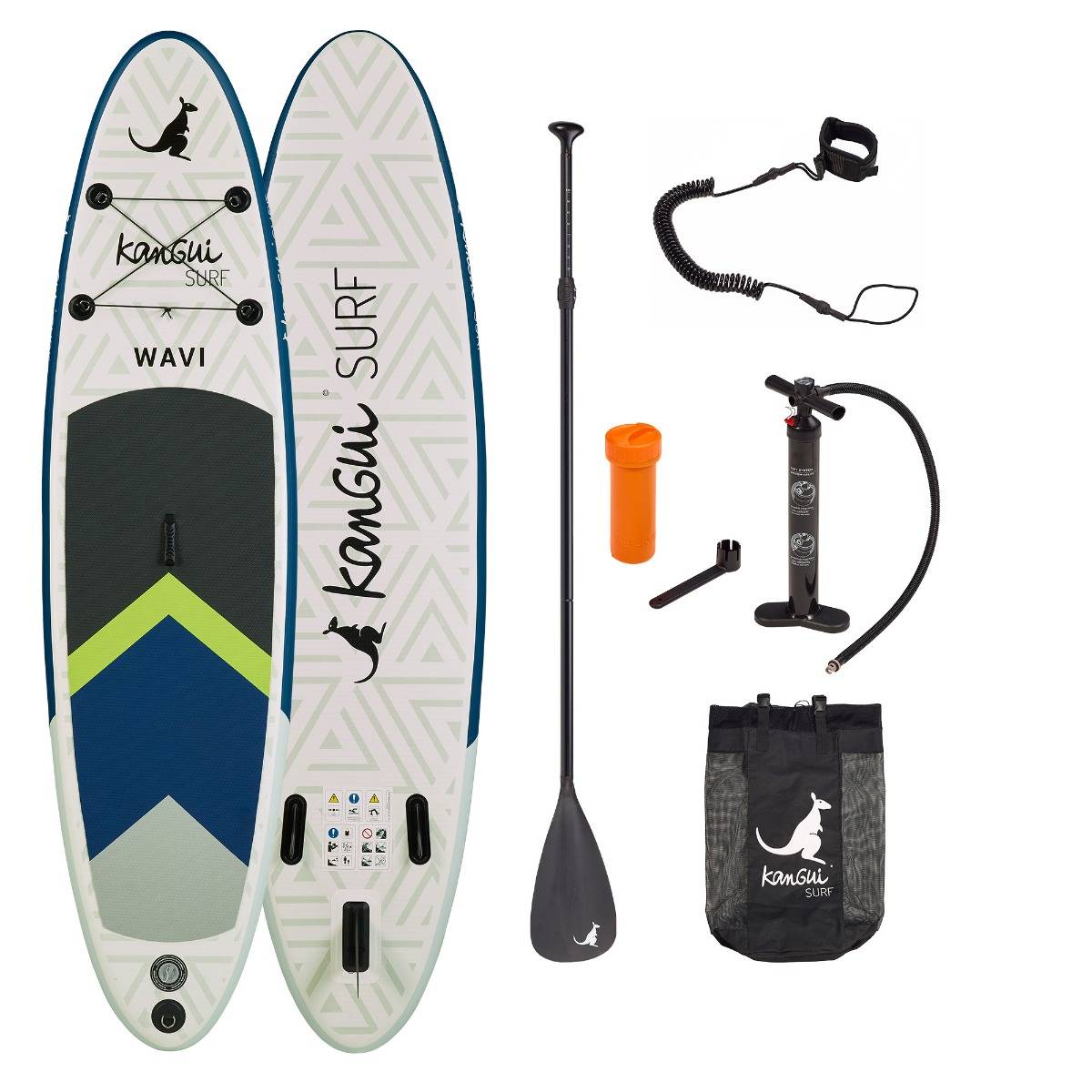 Kangui - KANGUI Stand Up Paddle Gonflable 305 cm (10') - SUP avec pagaie réglable, sac à dos, pompe haute pression, leash et kit de réparation - WAVI - Image 1