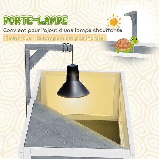 Terrarium pour tortues sur pieds bois gris 84.5 x 47.5 x 90 cm - PANGIVO - Image 9