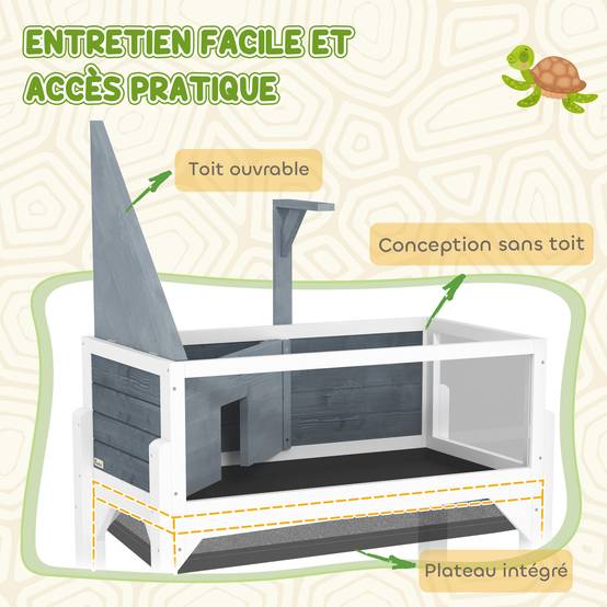 Terrarium pour tortues sur pieds bois gris 84.5 x 47.5 x 90 cm - PANGIVO - Image 10