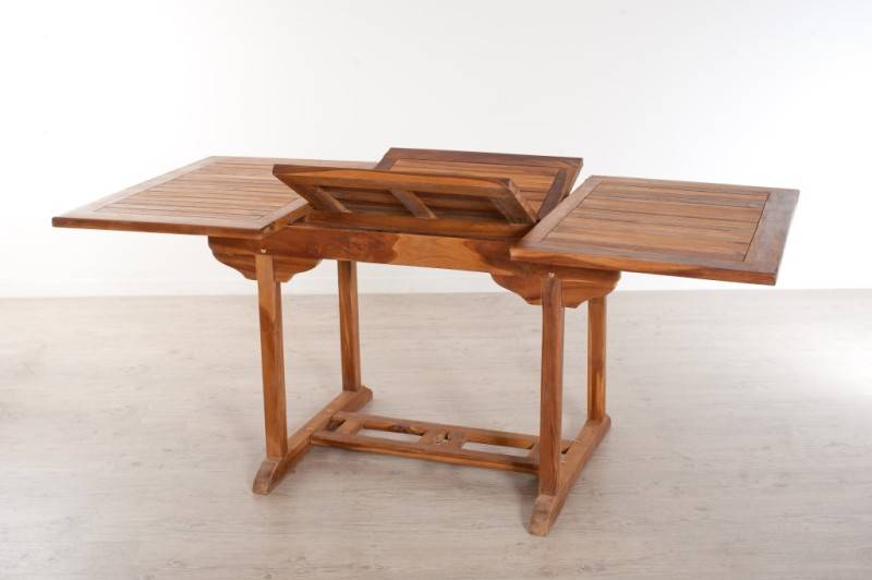 Macabane - MAEVA - Table de jardin 4/6 pers. Rect. Ext. 120/180cm bois Teck huilé - Image 4