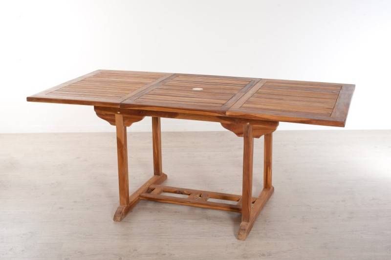 Macabane - MAEVA - Table de jardin 4/6 pers. Rect. Ext. 120/180cm bois Teck huilé - Image 3
