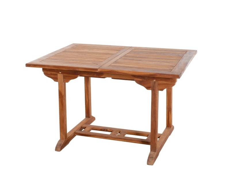 Macabane - MAEVA - Table de jardin 4/6 pers. Rect. Ext. 120/180cm bois Teck huilé - Image 1