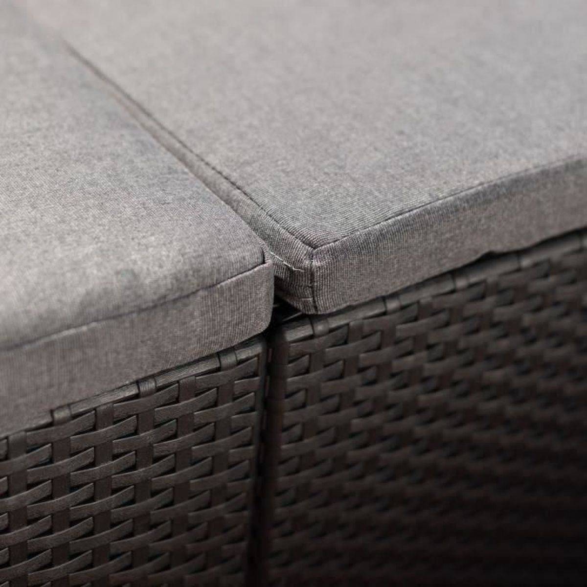 Salon de jardin résine Sanremo 5 places gris graphite - 3 places, 2 fauteuils, table coffre - Allibert by KETER - Image 4