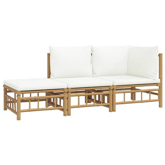 ComfortXL - Ensemble Canapé Jardin Bambou 3 pcs Coussins Crème Modulaire – ComfortXL Outdoor Living - Image 3