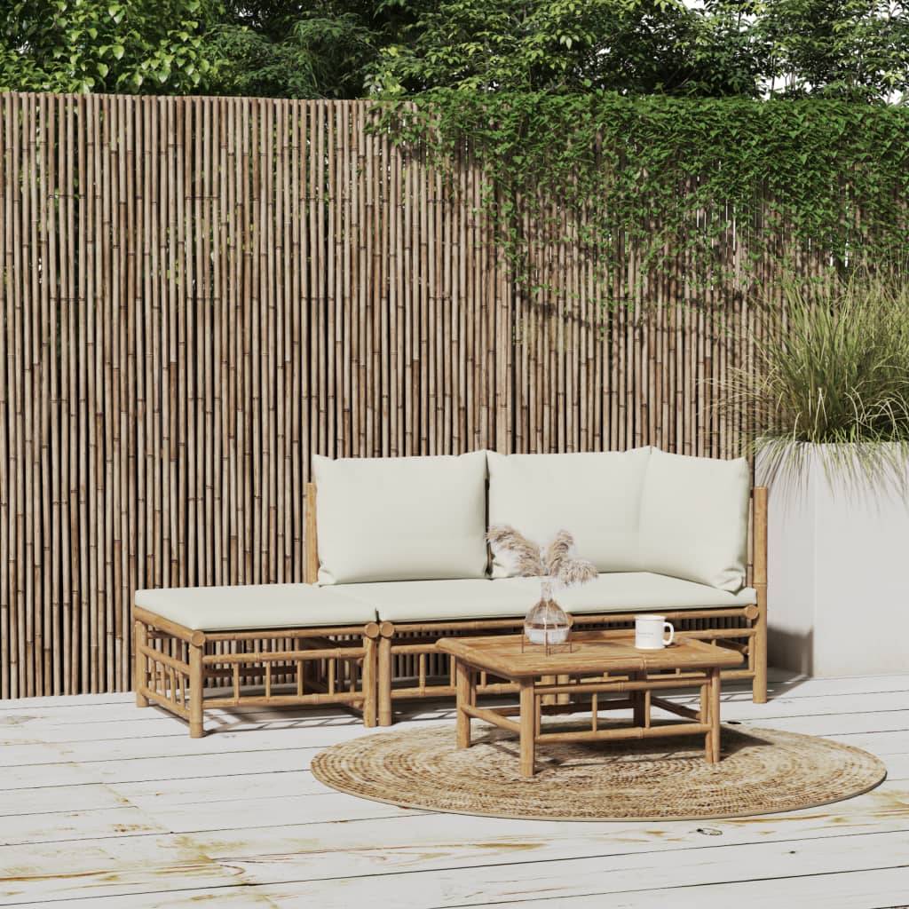 ComfortXL - Ensemble Canapé Jardin Bambou 3 pcs Coussins Crème Modulaire – ComfortXL Outdoor Living - Image 1