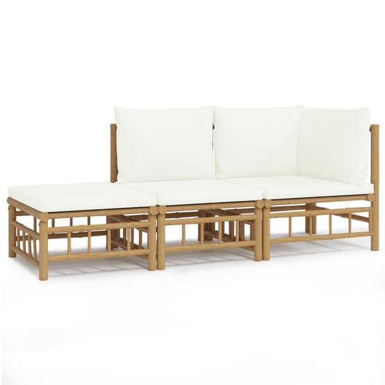 ComfortXL - Ensemble Canapé Jardin Bambou 3 pcs Coussins Crème Modulaire – ComfortXL Outdoor Living - Image 2