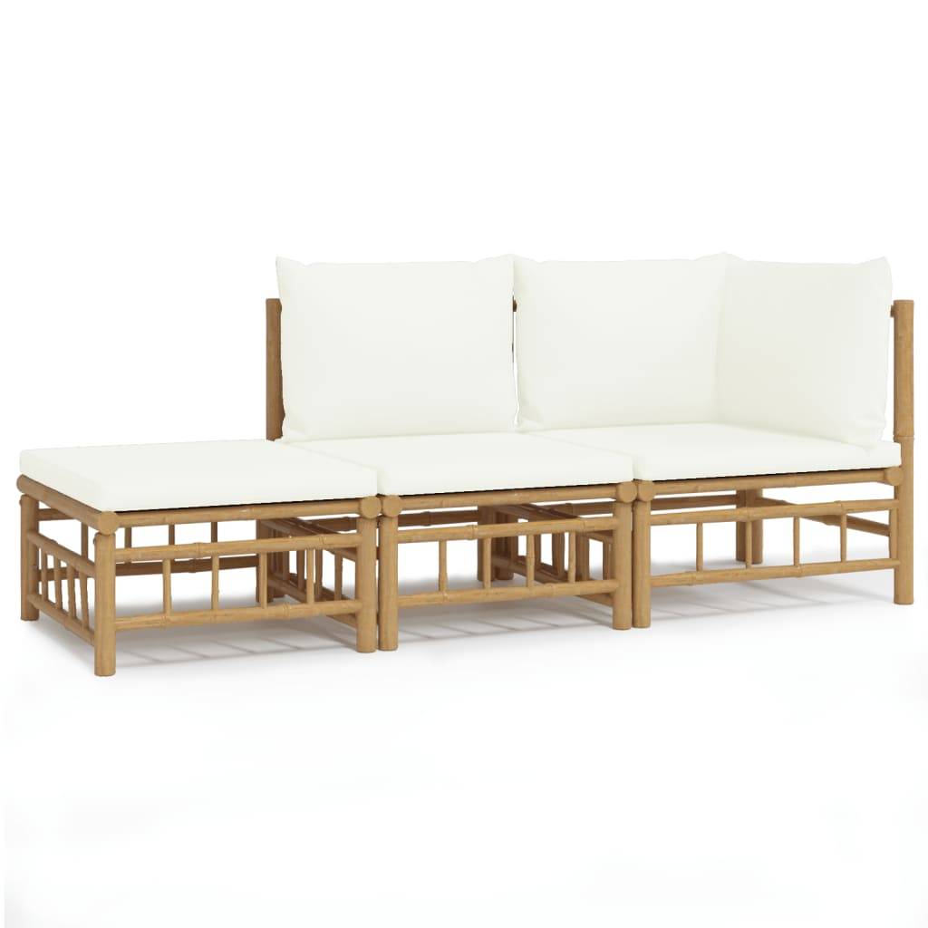 ComfortXL - Ensemble Canapé Jardin Bambou 3 pcs Coussins Crème Modulaire – ComfortXL Outdoor Living - Image 2