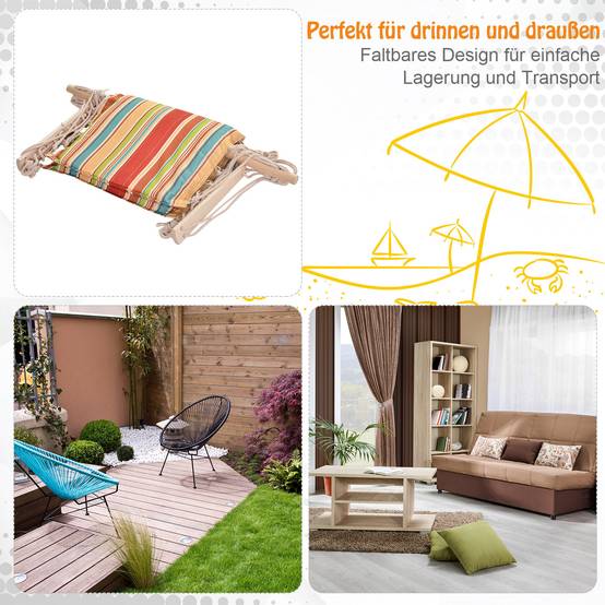 Fauteuil suspendu tissu bois jardin extérieur intérieur avec coussin multicolore - ComfortXL Outdoor Living - Image 9