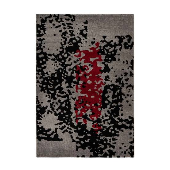 Tapis Tissé Imprimé "Naila" Noir & Rouge 200 x 290 cm - Image 1