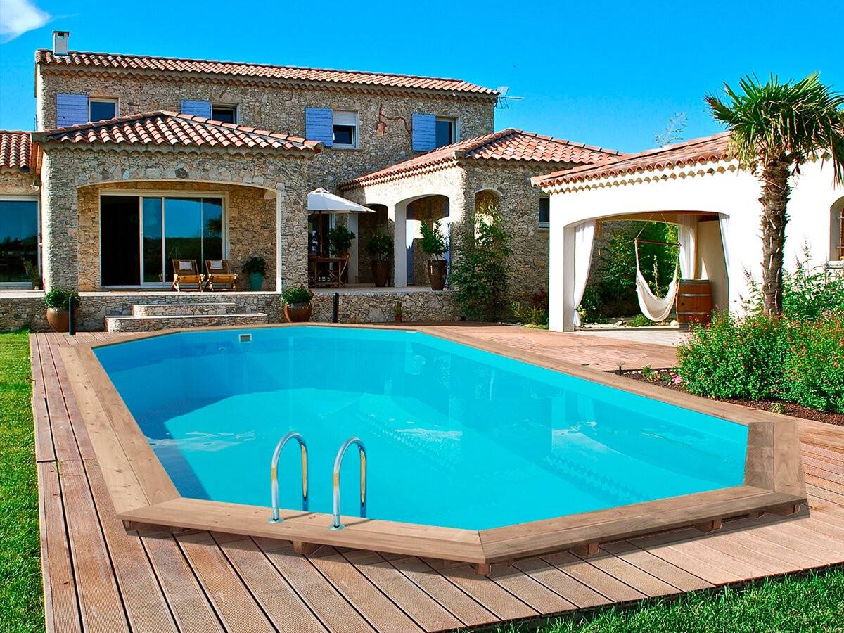 Piscine Bois " Palma 130 " - 7.57 X 4.07 X 1.31 M + Pompe à Chaleur Pour Piscine 6 Kw/h Inverter "powerline By Hayward" - Noir -habitat Et Jardin - Image 3