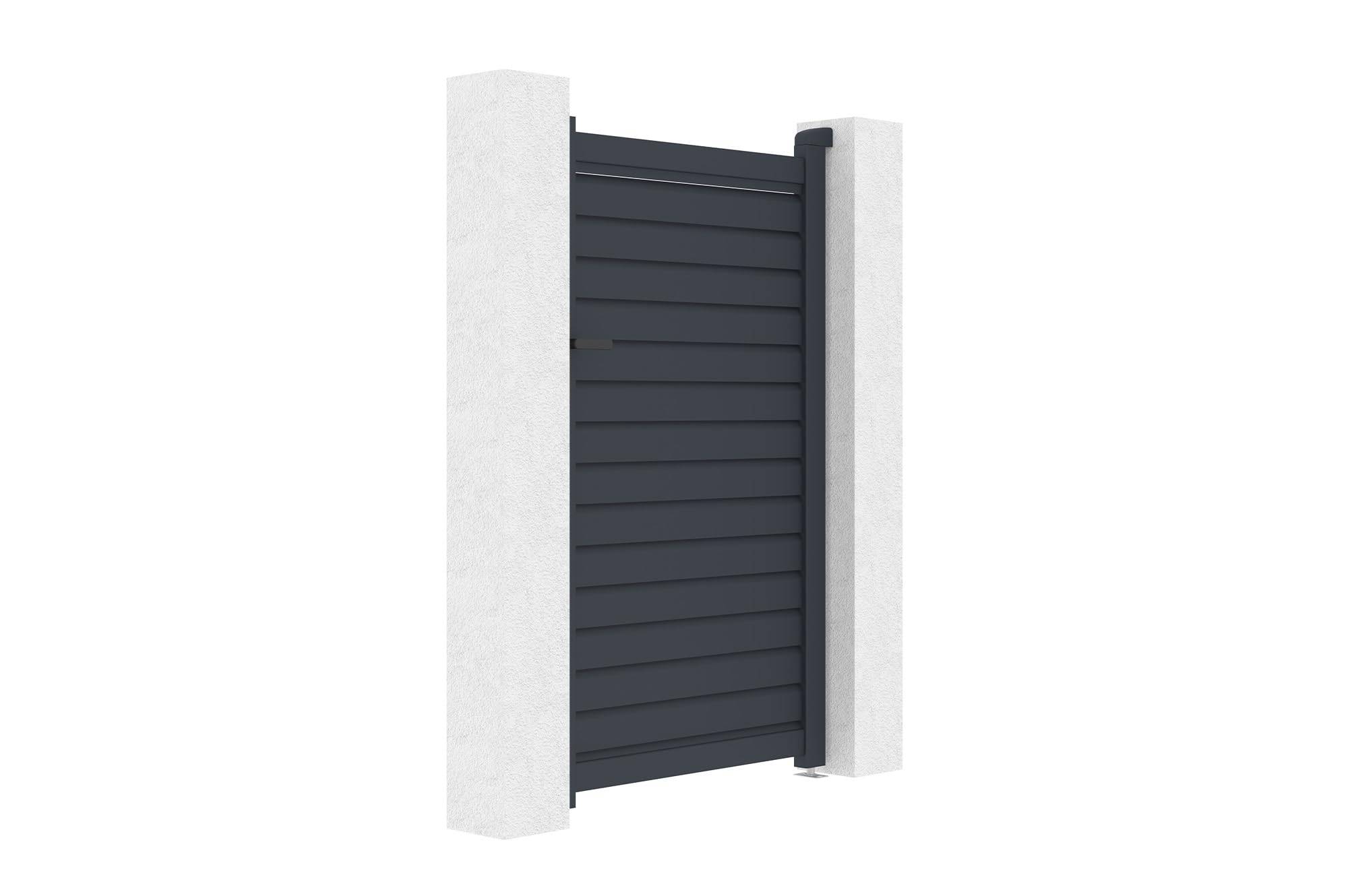 CASANOOV - Casanoov Portillon 1m CALANCIA H.160 cm lames persiennes aluminium gris + 2 Poteaux EIFEL 15x15 cm H.190 cm - Image 6