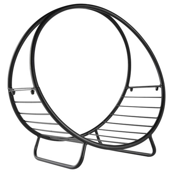 Porte-bûches en métal pour cheminée intérieure et extérieure, porte-bûches intérieur en forme de panier, 45 x 29,5 x 47 cm, noir - Image 2