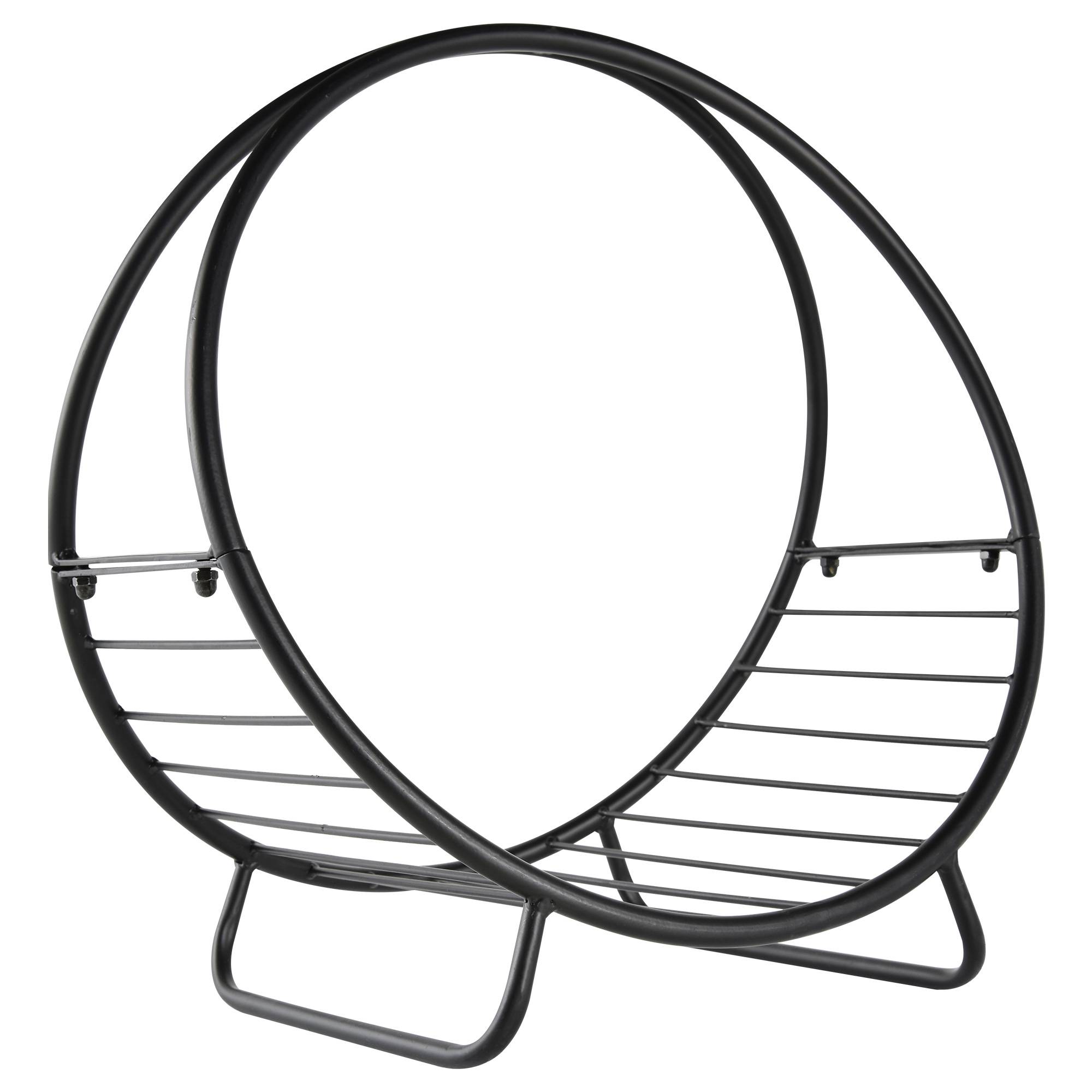 Porte-bûches en métal pour cheminée intérieure et extérieure, porte-bûches intérieur en forme de panier, 45 x 29,5 x 47 cm, noir - Image 2