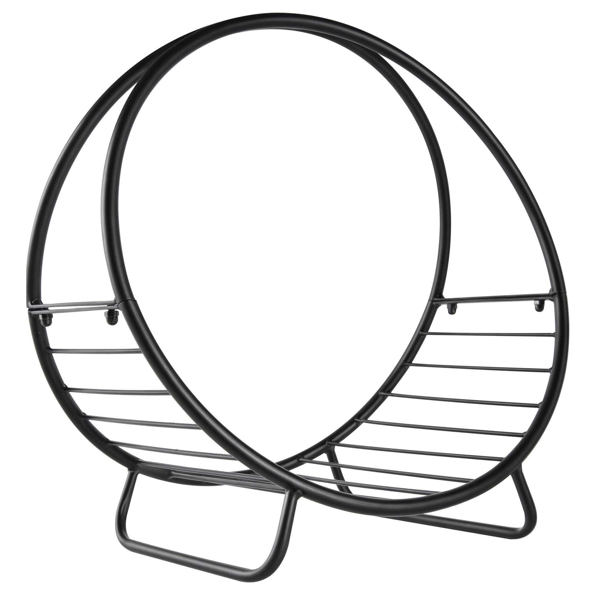 Porte-bûches en métal pour cheminée intérieure et extérieure, porte-bûches intérieur en forme de panier, 45 x 29,5 x 47 cm, noir - Image 1