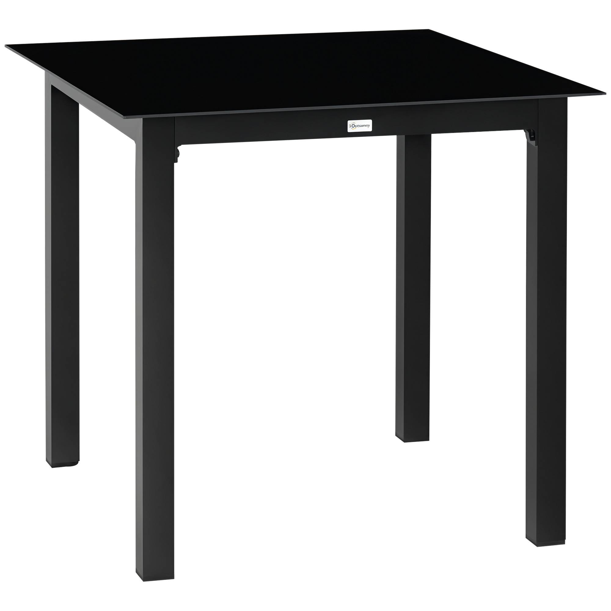 Table de jardin aluminium et verre trempé noir 80 x 80 x 74 cm - PANGIVO - Image 1