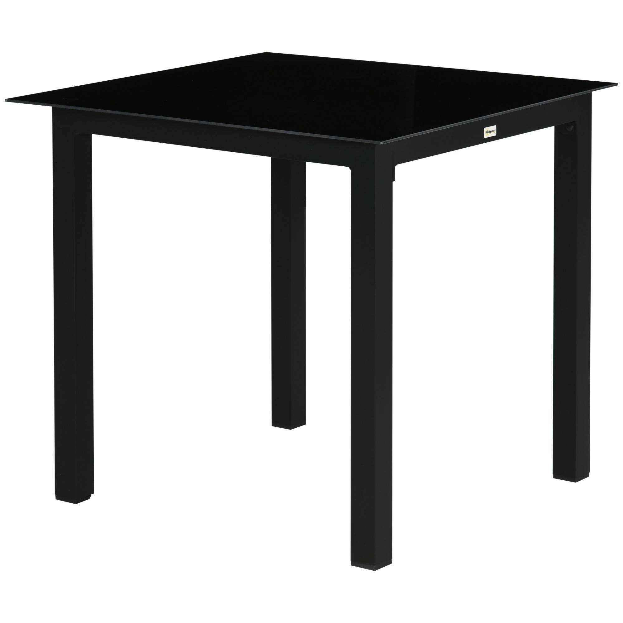 Table de jardin aluminium et verre trempé noir 80 x 80 x 74 cm - PANGIVO - Image 2