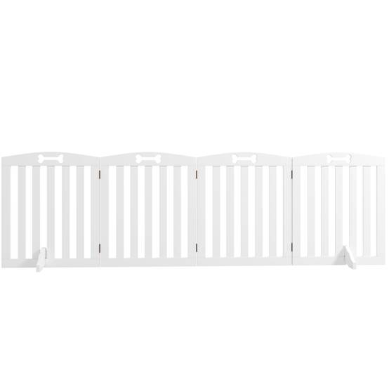 Barrière modulable MDF chiens intérieur 4 panneaux pieds antidérapants 207x61cm blanc - ComfortXL Outdoor Living - Image 2