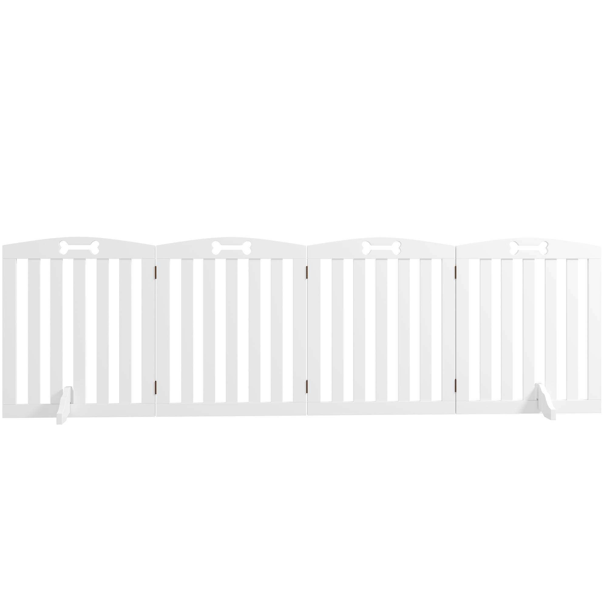 Barrière modulable MDF chiens intérieur 4 panneaux pieds antidérapants 207x61cm blanc - ComfortXL Outdoor Living - Image 2