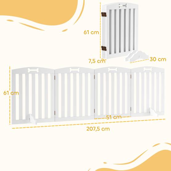 Barrière modulable MDF chiens intérieur 4 panneaux pieds antidérapants 207x61cm blanc - ComfortXL Outdoor Living - Image 5
