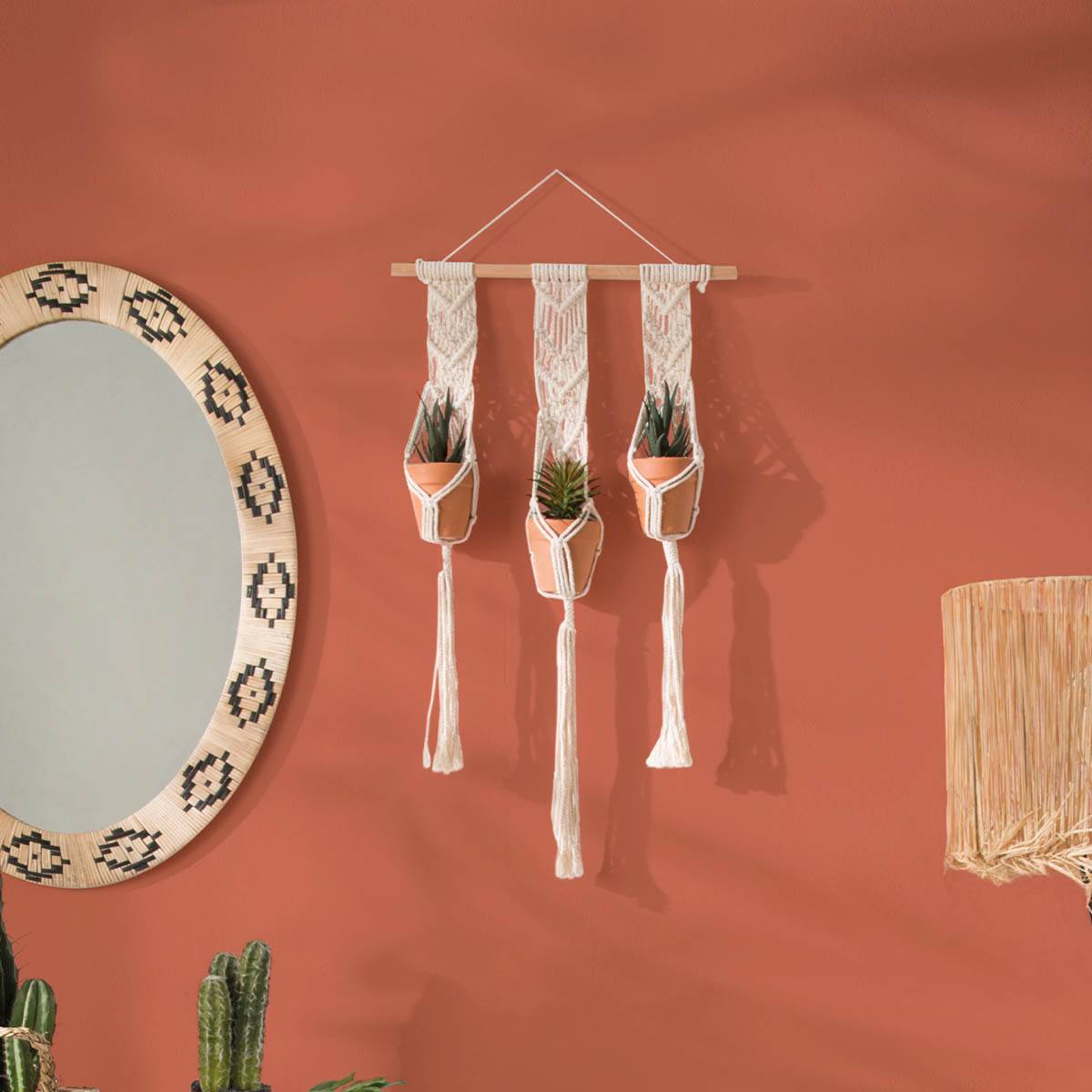 Atmosphera - Lot de 3 plantes suspendues "Hacienda" blanc ivoire H75.cm - Atmosphera Créateur d'intérieur