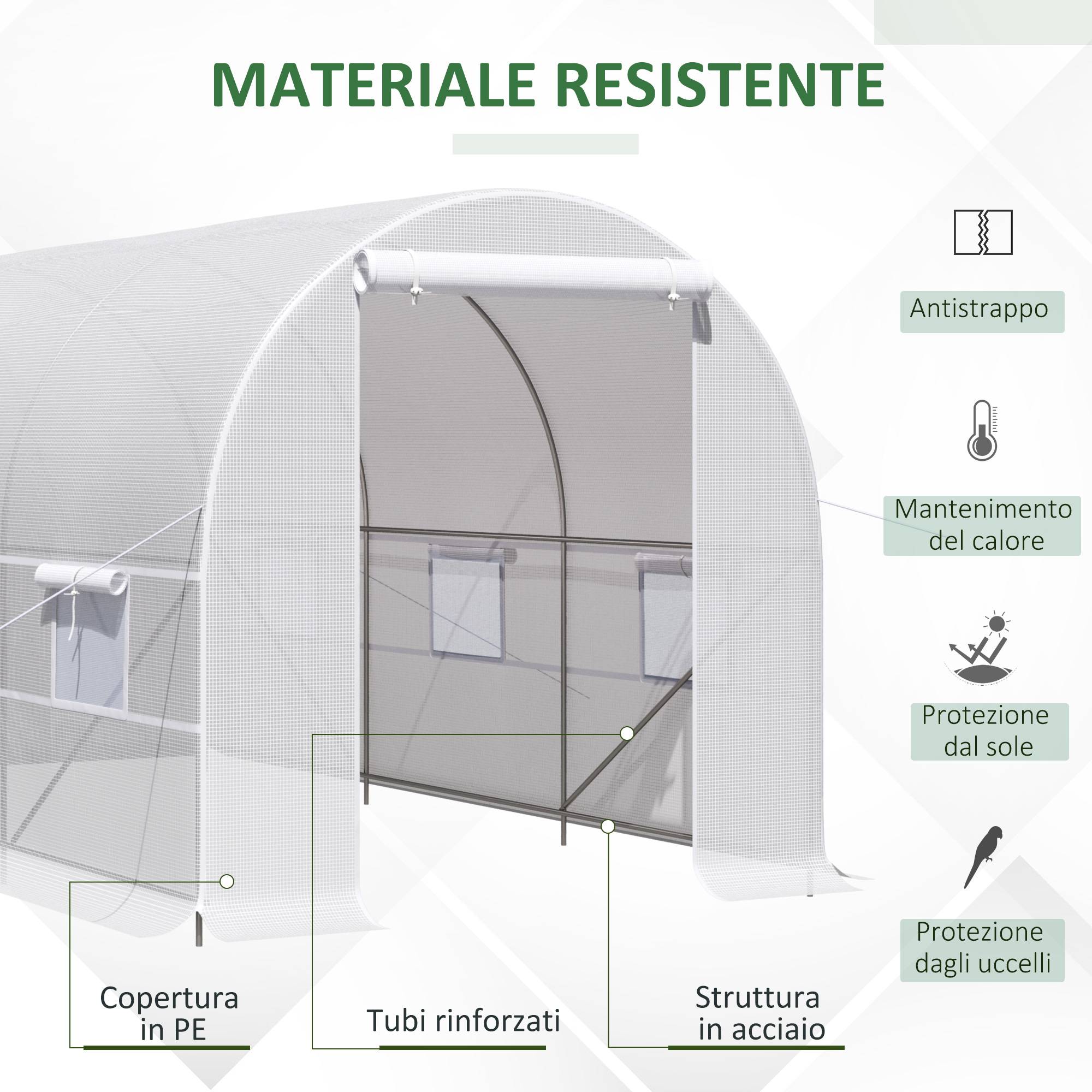 Sans Marque - Serre tunnel jardin 4x2x2 m serre compacte acier bâche polyéthylène blanche culture légumes fleurs serre potagère jardin extérieur robuste - Image 7