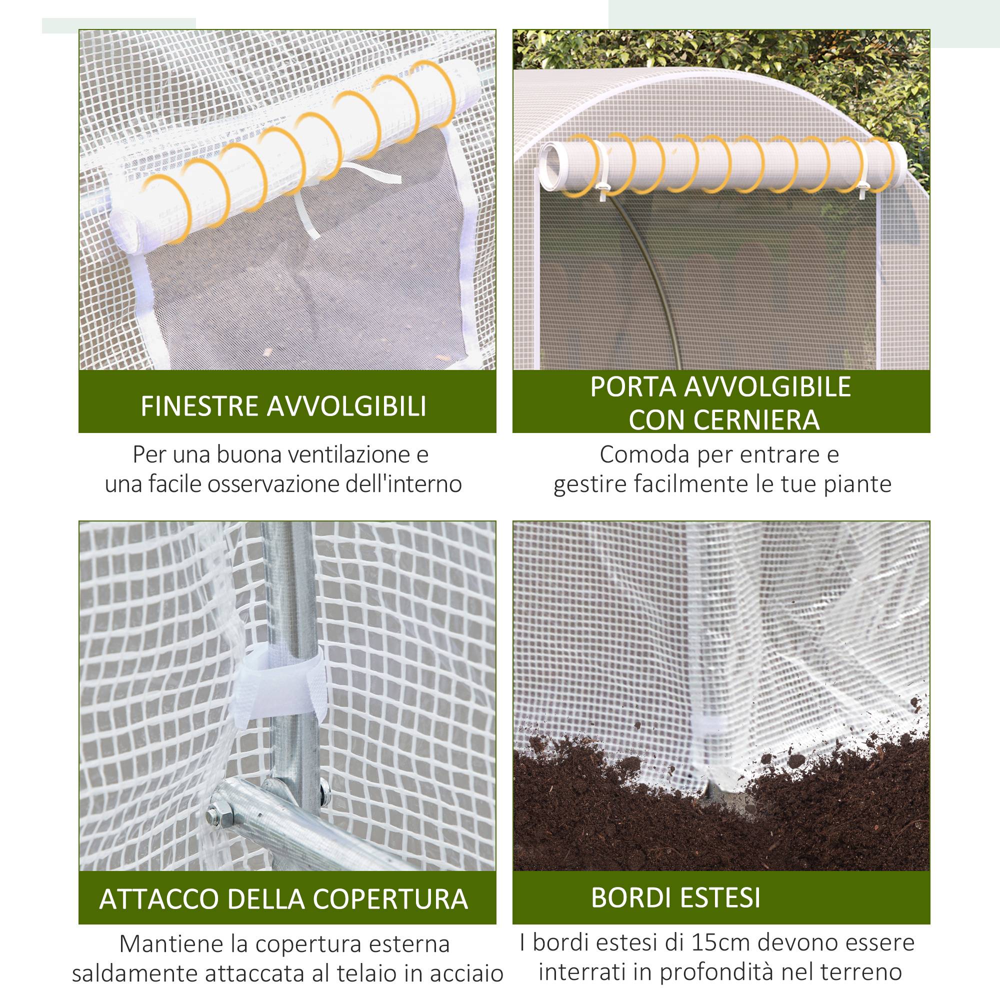 Sans Marque - Serre tunnel jardin 4x2x2 m serre compacte acier bâche polyéthylène blanche culture légumes fleurs serre potagère jardin extérieur robuste - Image 8