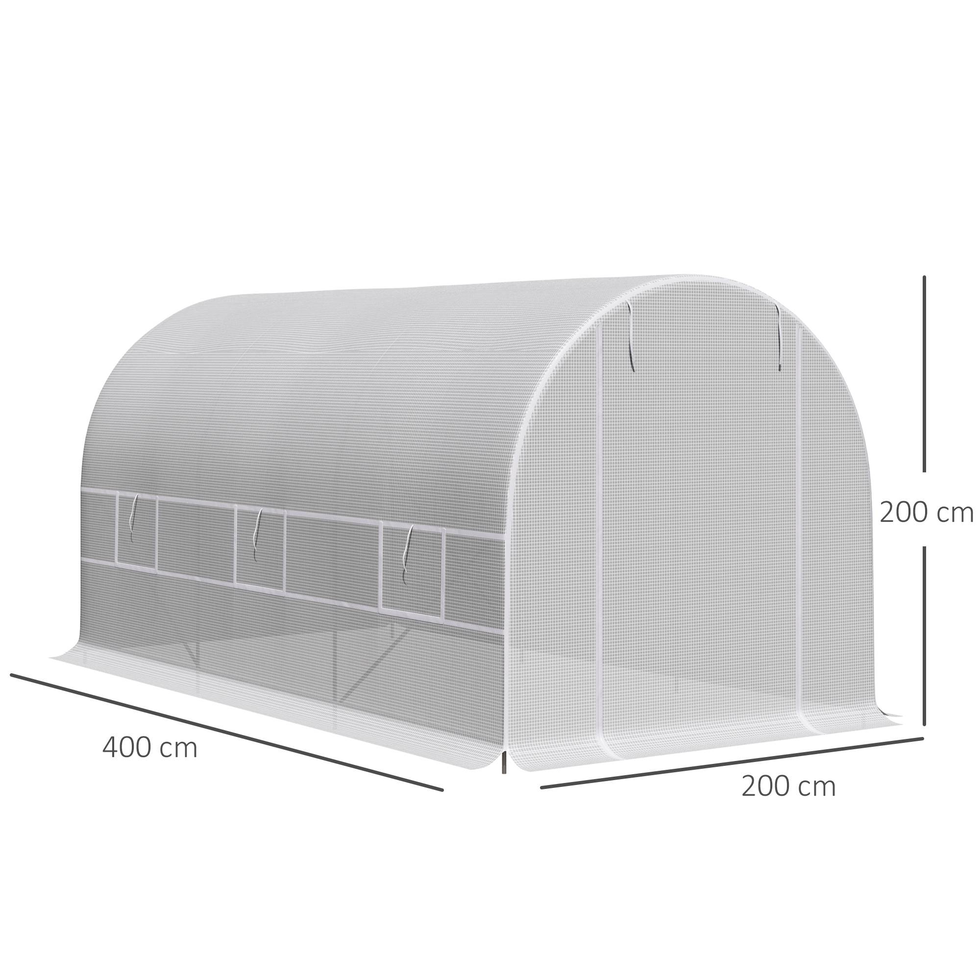 Sans Marque - Serre tunnel jardin 4x2x2 m serre compacte acier bâche polyéthylène blanche culture légumes fleurs serre potagère jardin extérieur robuste - Image 5