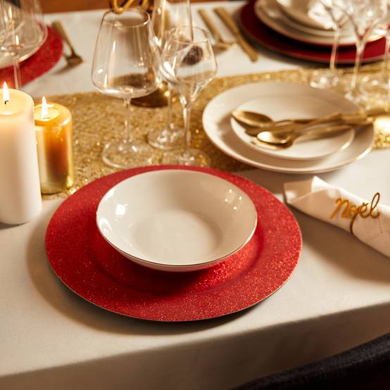 Atmosphera - Assiette présentation ronde D.33cm pailletée rouge - Atmosphera Créateur d'intérieur - Image 1