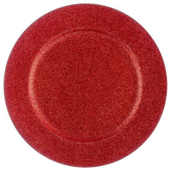 Atmosphera - Assiette présentation ronde D.33cm pailletée rouge - Atmosphera Créateur d'intérieur - Image 2