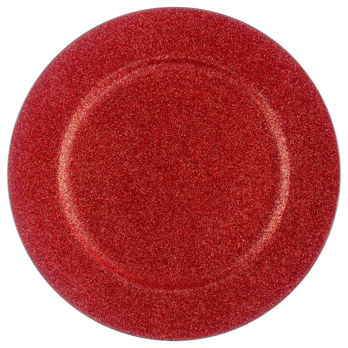 Atmosphera - Assiette présentation ronde D.33cm pailletée rouge - Atmosphera Créateur d'intérieur - Image 2