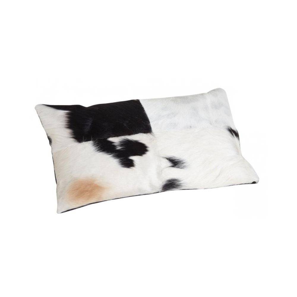 Aubry Gaspard - Coussin en peau de vache véritable modèle aléatoire Noir et blanc 50x30 - Image 3