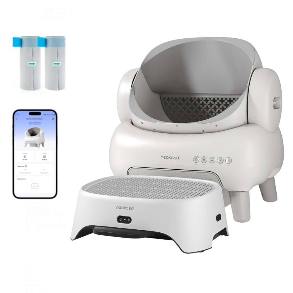 NEAKASA M1 Litière automatique pour grands chats, Blanc + AirStep Purificateur d'air NEAKASA - Image 1
