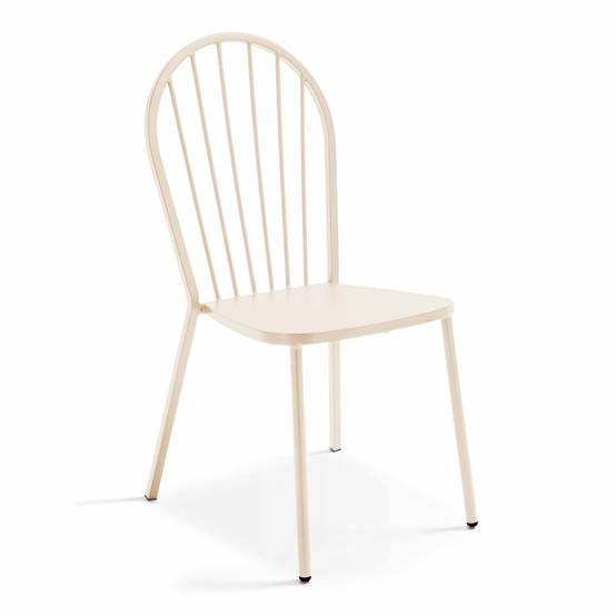 Oviala - Ensemble table ronde 70 cm et 2 chaises de jardin bistrot métal ivoire Palavas - Oviala - Image 6