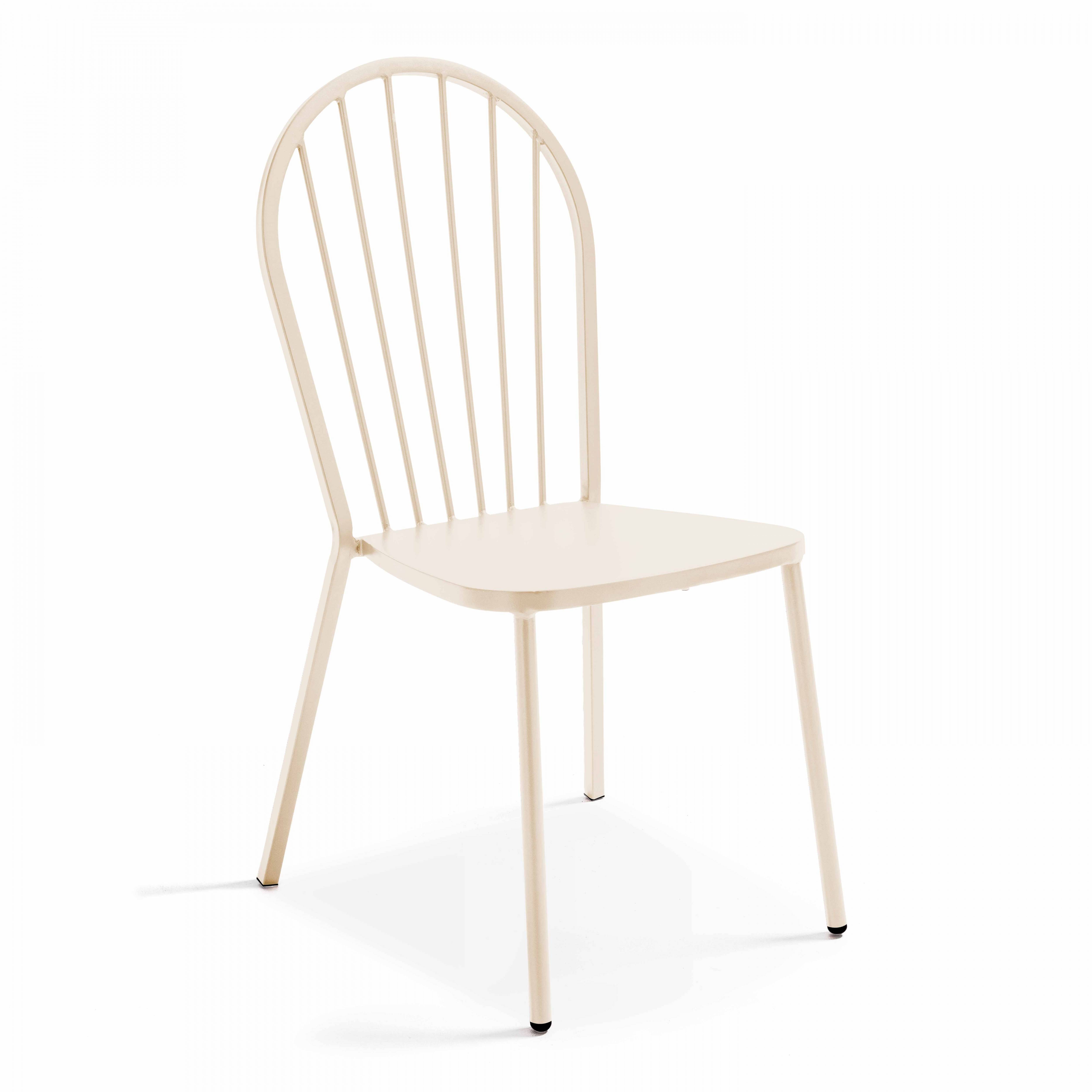 Oviala - Ensemble table ronde 70 cm et 2 chaises de jardin bistrot métal ivoire Palavas - Oviala - Image 6