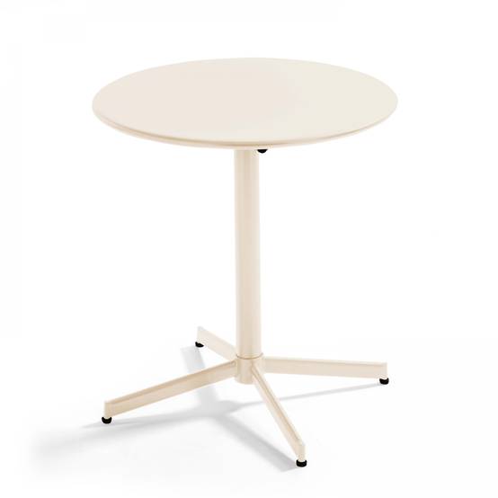 Oviala - Ensemble table ronde 70 cm et 2 chaises de jardin bistrot métal ivoire Palavas - Oviala - Image 2
