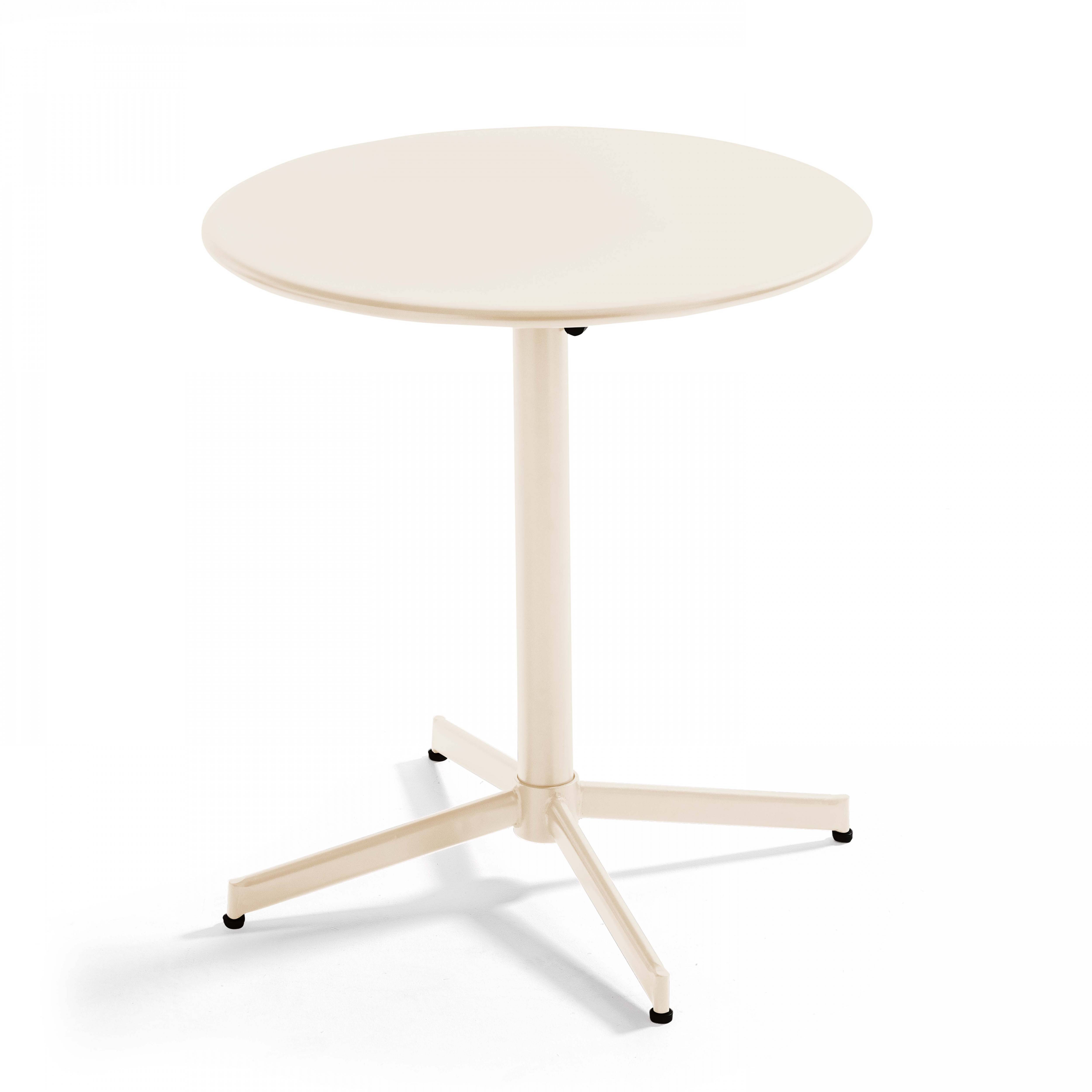 Oviala - Ensemble table ronde 70 cm et 2 chaises de jardin bistrot métal ivoire Palavas - Oviala - Image 2