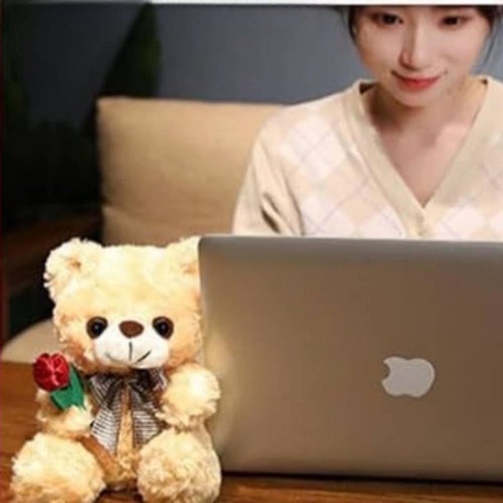 Ours en Peluche Brun 20cm avec Rose - Cadeau Romantique et Décoratif - Douceur et Réconfort Garantis - Lytech - Image 4