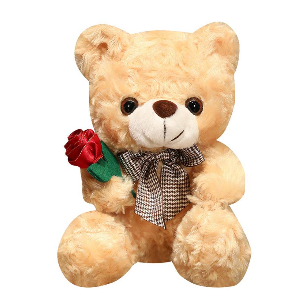 Ours en Peluche Brun 20cm avec Rose - Cadeau Romantique et Décoratif - Douceur et Réconfort Garantis - Lytech - Image 1