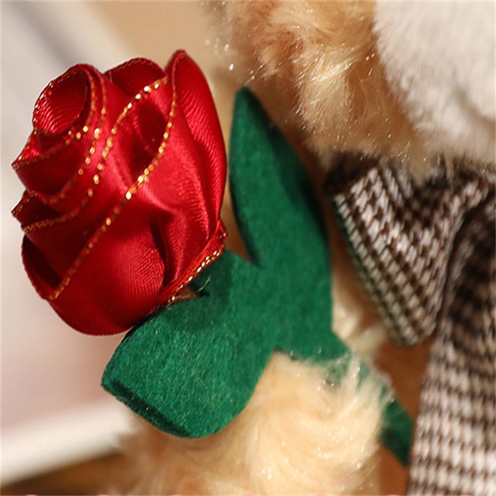 Ours en Peluche Brun 20cm avec Rose - Cadeau Romantique et Décoratif - Douceur et Réconfort Garantis - Lytech - Image 3