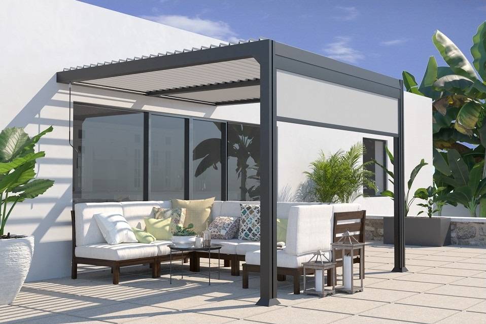 Couleurs du monde - Miami - Pergola adossée bioclimatique 3x3m en aluminium  - Couleurs du Monde - Image 2