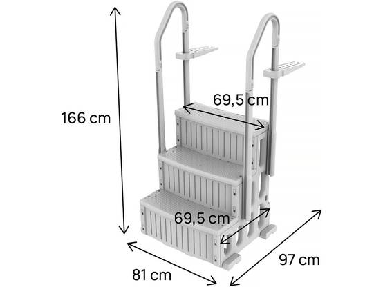 Escalier Simple De Piscine "nathan" - 3 Marches - En Plastique -habitat Et Jardin - Image 3