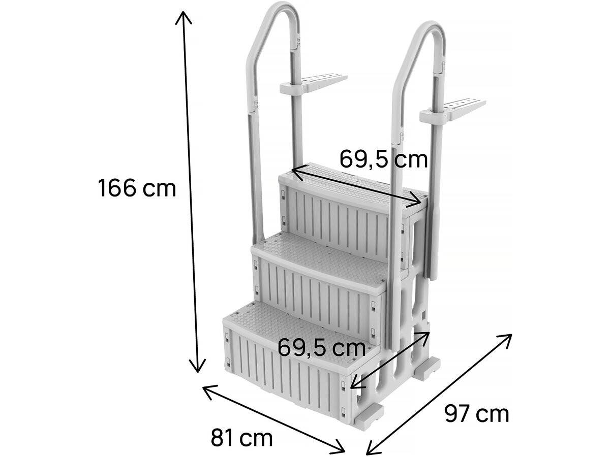 Escalier Simple De Piscine "nathan" - 3 Marches - En Plastique -habitat Et Jardin - Image 3
