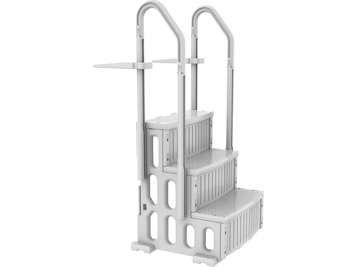 Escalier Simple De Piscine "nathan" - 3 Marches - En Plastique -habitat Et Jardin - Image 1