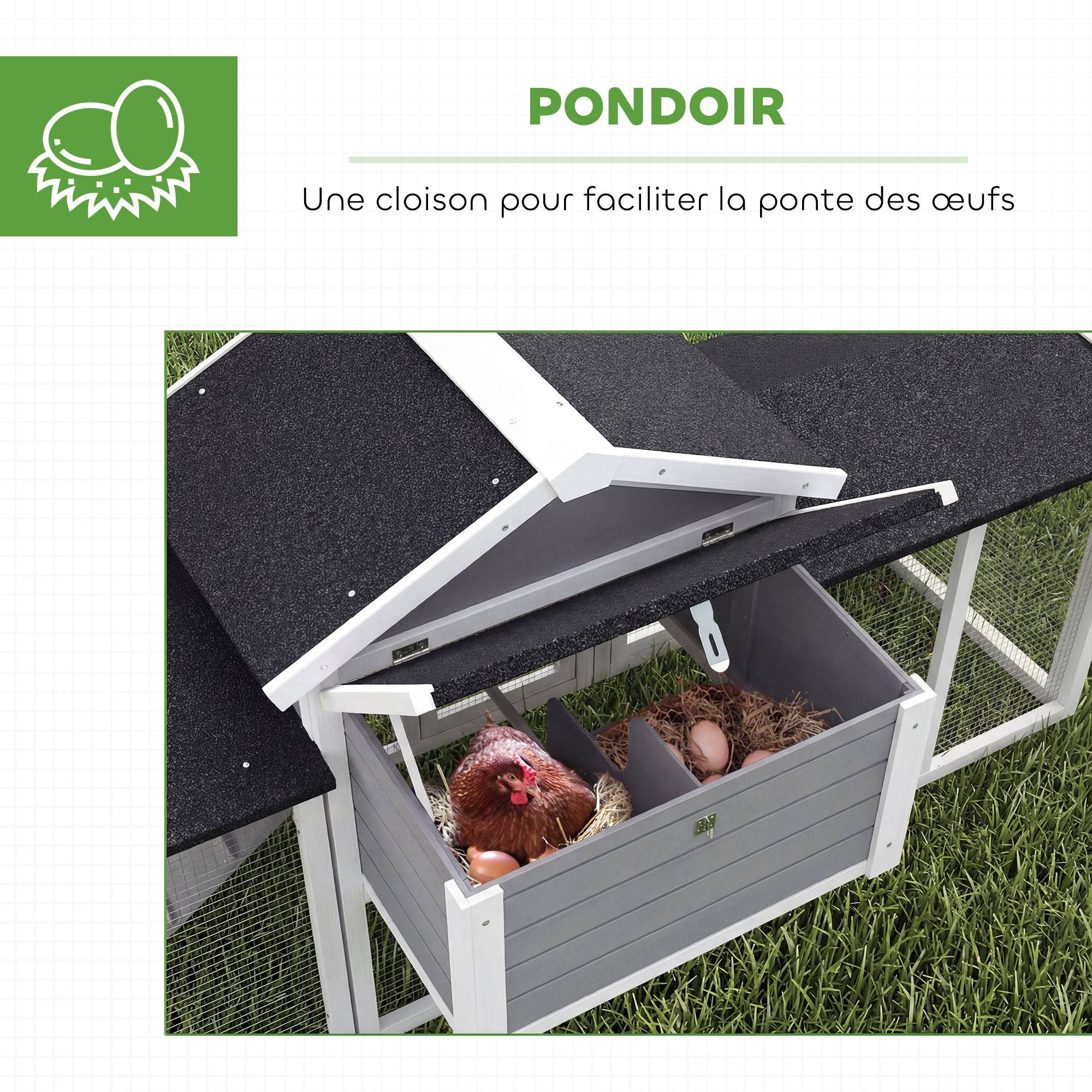 PANGIVO - Poulailler avec pondoir bois gris 204 x 85 x 93 cm - PANGIVO - Image 8