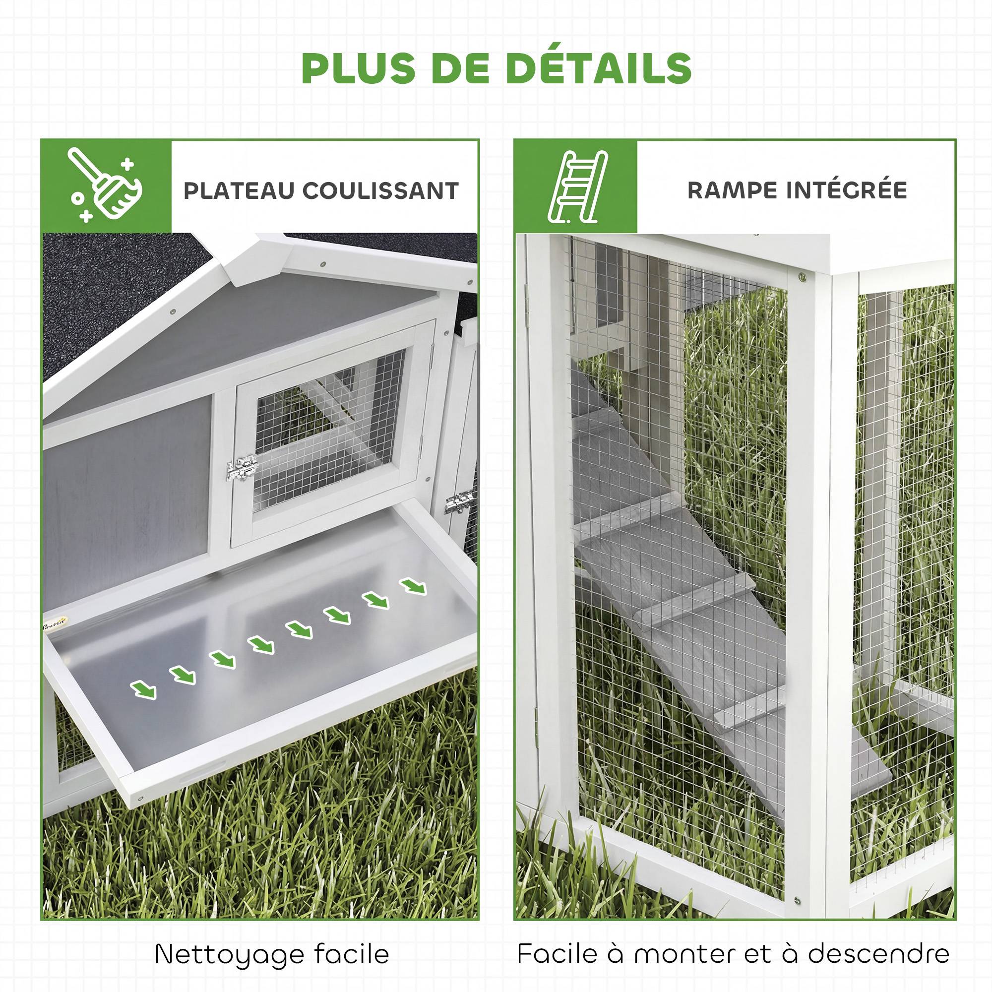 PANGIVO - Poulailler avec pondoir bois gris 204 x 85 x 93 cm - PANGIVO - Image 9