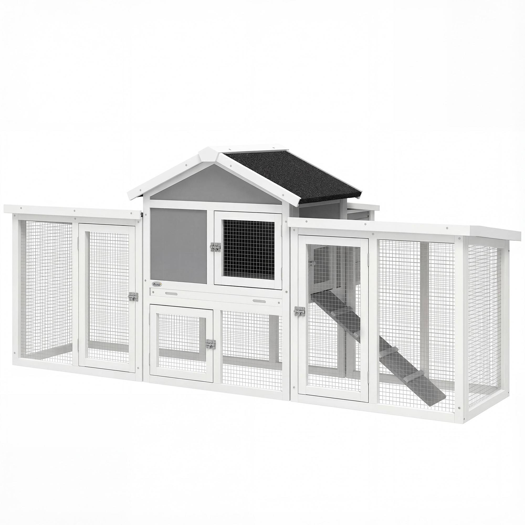 PANGIVO - Poulailler avec pondoir bois gris 204 x 85 x 93 cm - PANGIVO - Image 2