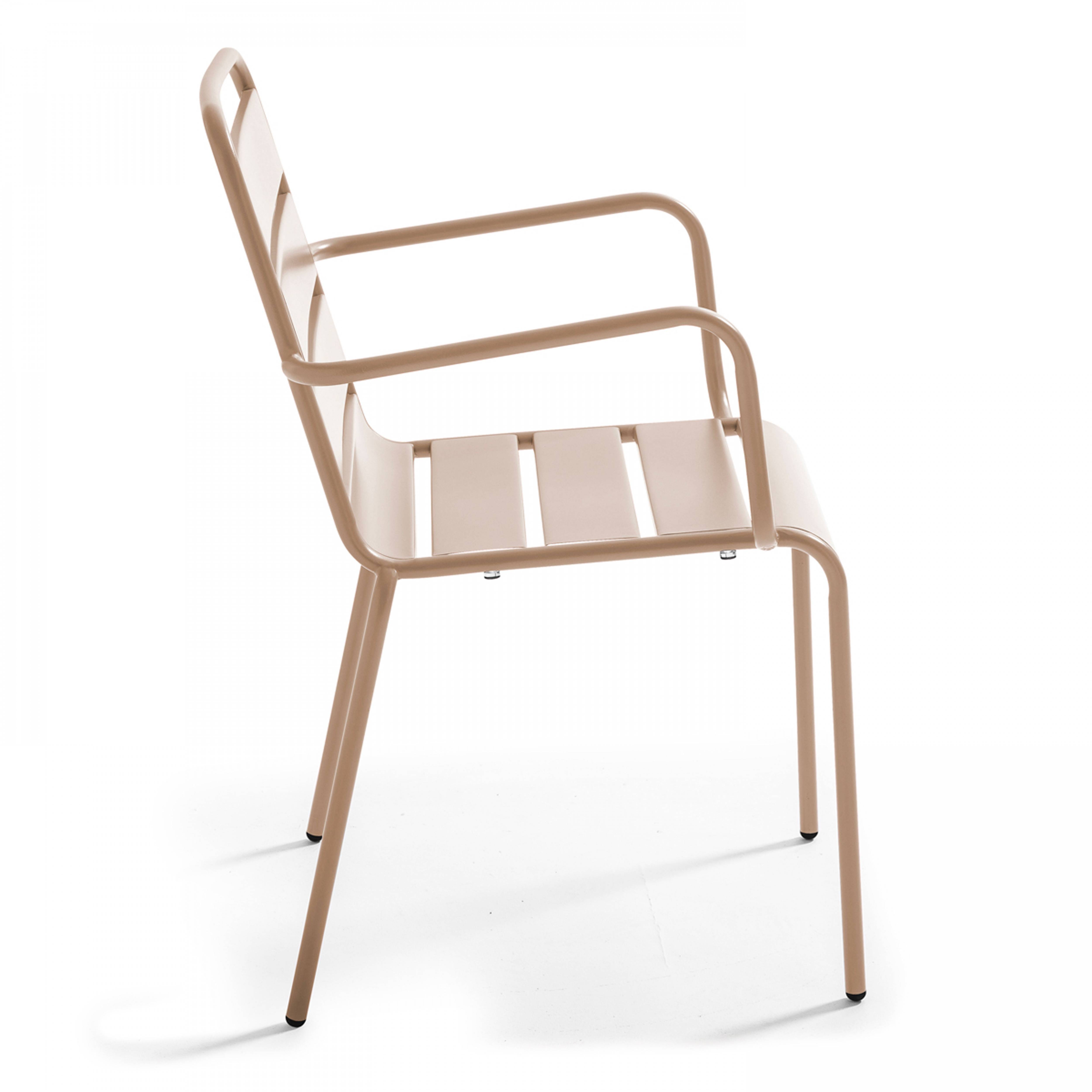 Oviala - Ensemble table de jardin et 4 fauteuils en métal taupe Palavas - Oviala - Image 6