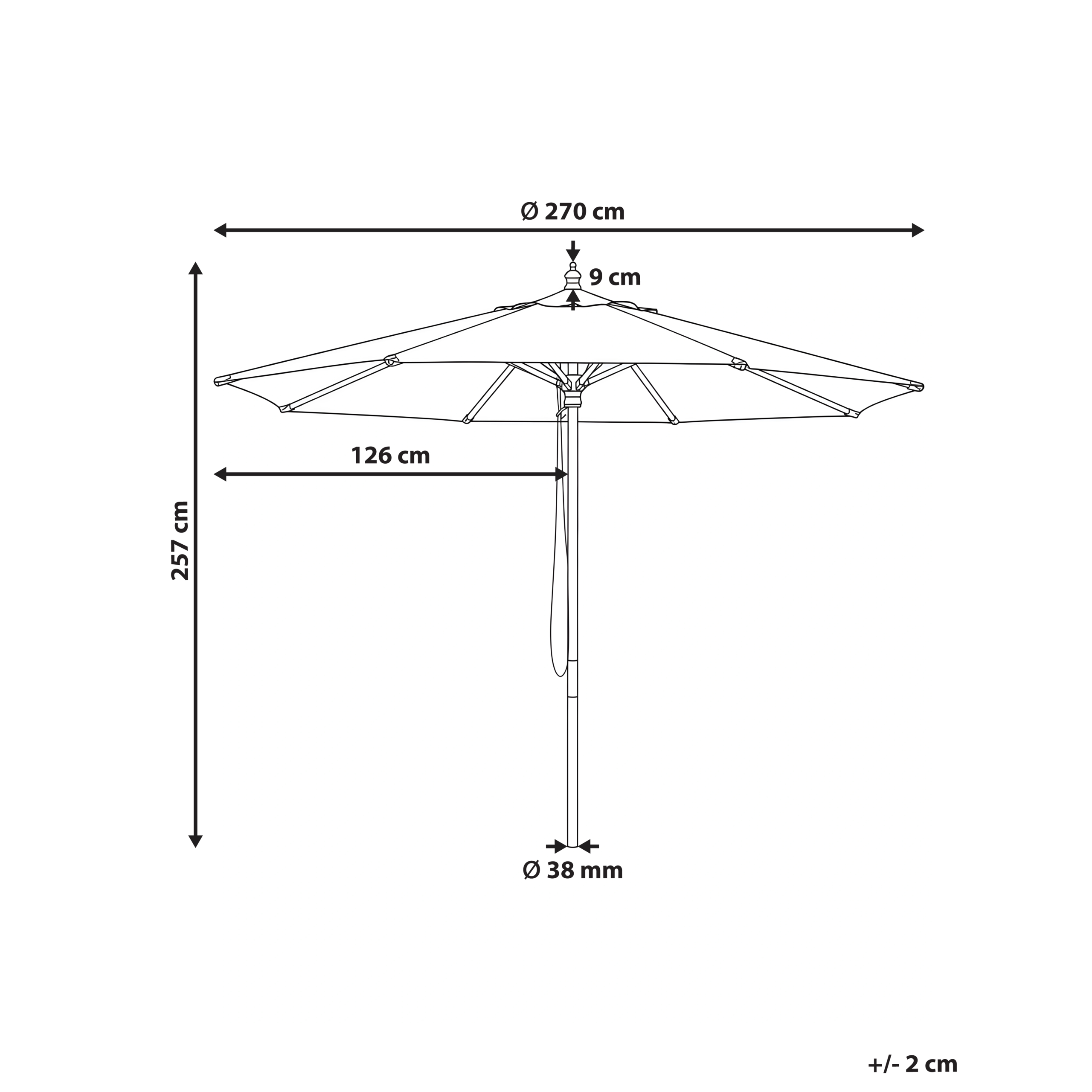 Beliani - Parasol droit Tissu Vert TOSCANA - Beliani - Image 3