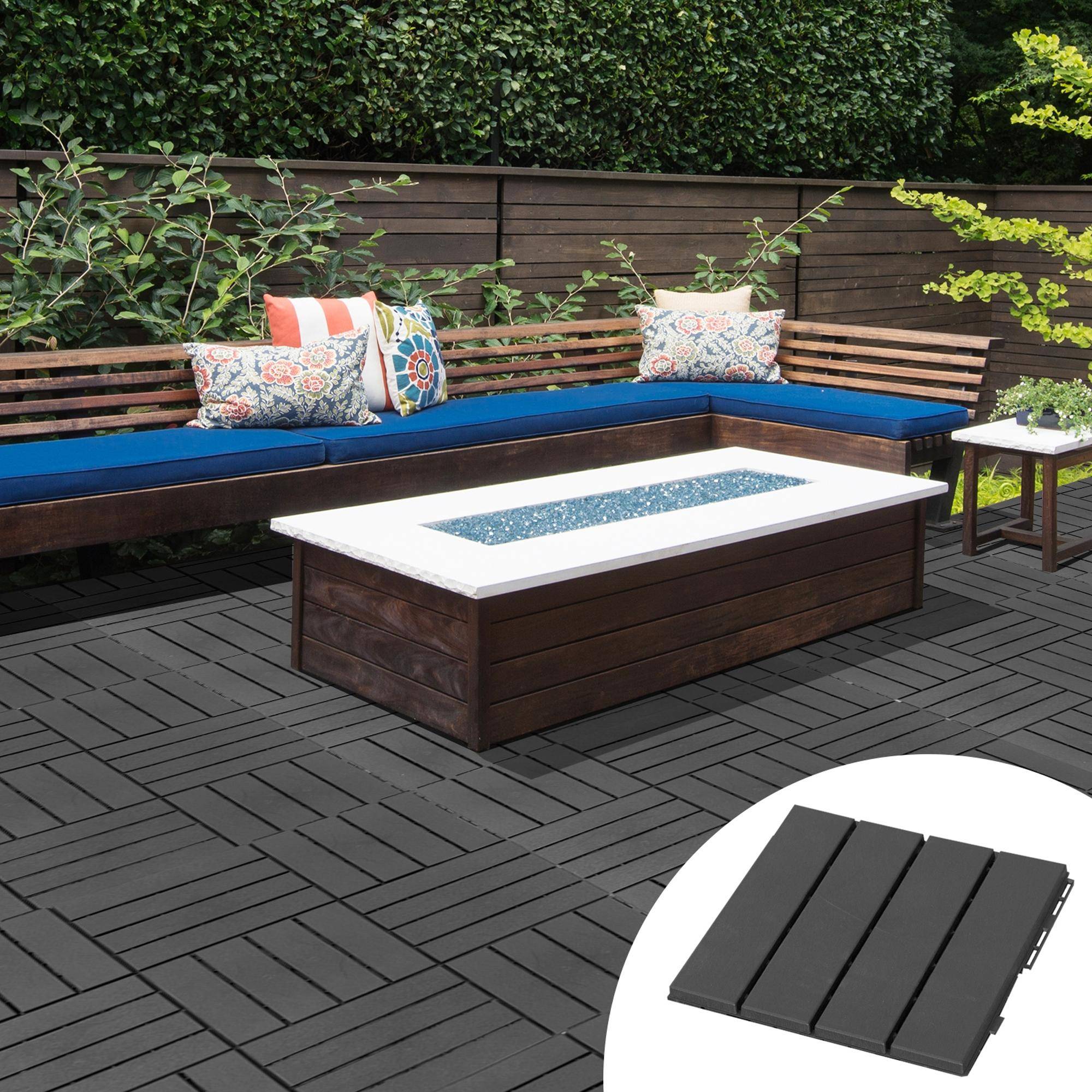 ComfortXL - Dalles terrasse clipsables plastique noir 30 x 30 cm lot de 9 antidérapantes - ComfortXL Outdoor Living - Image 3